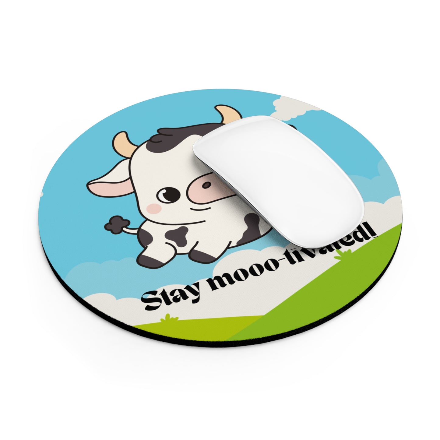 Cute Cow Mouse Pad - Stay Moo-tivated Desk Decor, Gift for Cow Lovers, Office Supplies, Animal Lover Gift, Fun Workspace Accessory