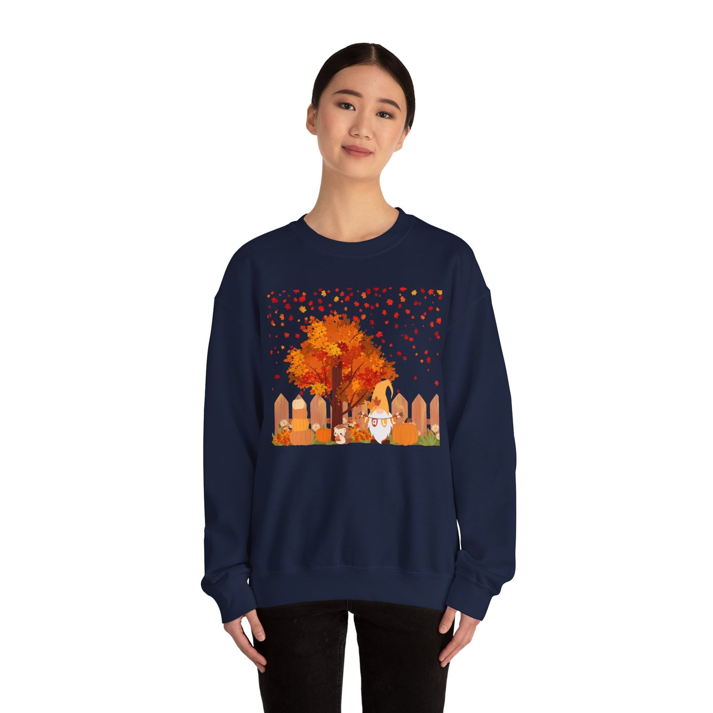 Fall Season Gnome Crewneck Sweatshirt, Cozy Autumn Tree Design, Unisex Sweatshirt, Holiday Gift