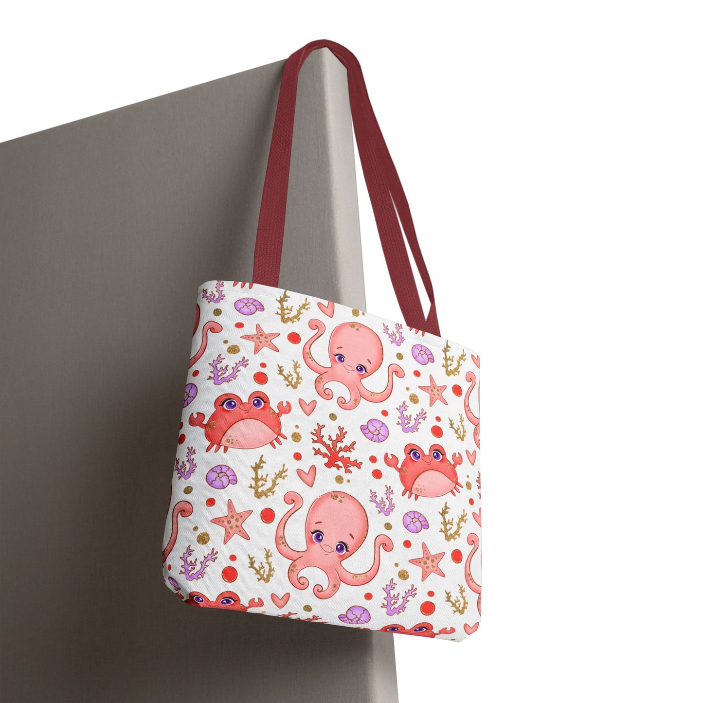 Ocean-Themed Tote Bag, Cute Octopus and Crab Design, Beach Bag, Eco-Friendly Shopping Tote, Perfect Gift for Sea Lovers