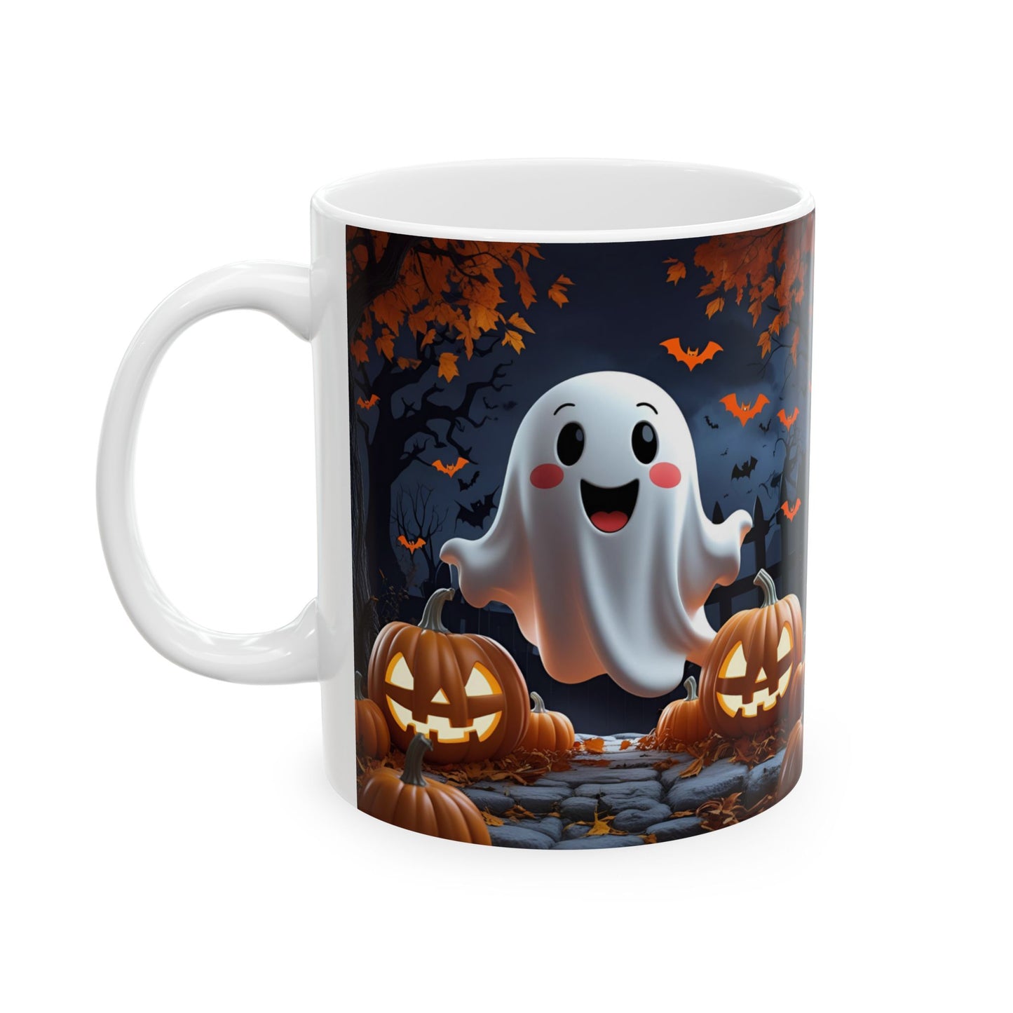 Ghostly Ceramic Mug, Halloween Spooky Pumpkins Gift, Cute Cartoon Cup, Tea Coffee Drinkware, Haunted Seasonal Decor, Scary Kitchen