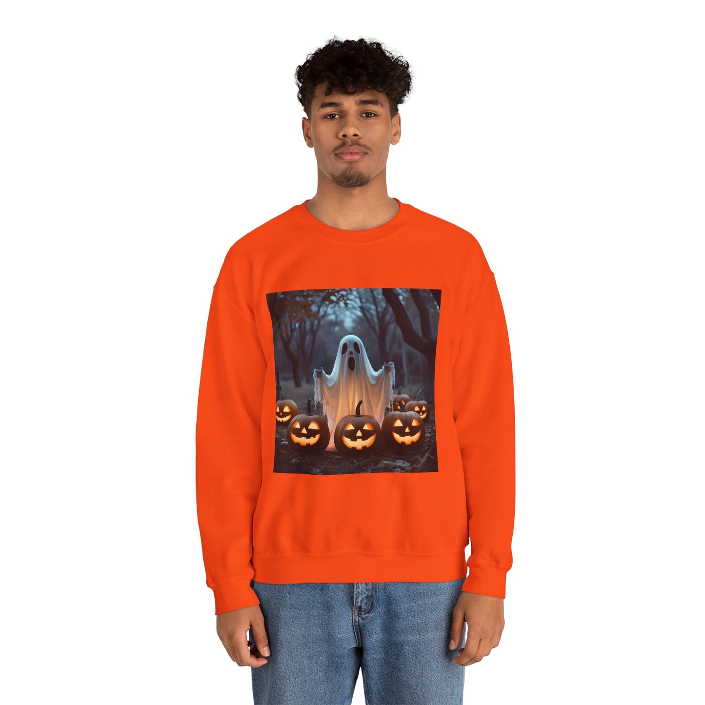 Halloween Spooky Crewneck Sweatshirt, Haunted Ghost Pumpkins Shirt, Unisex Halloween Apparel, Scary Sweatshirt, Fall Fashion
