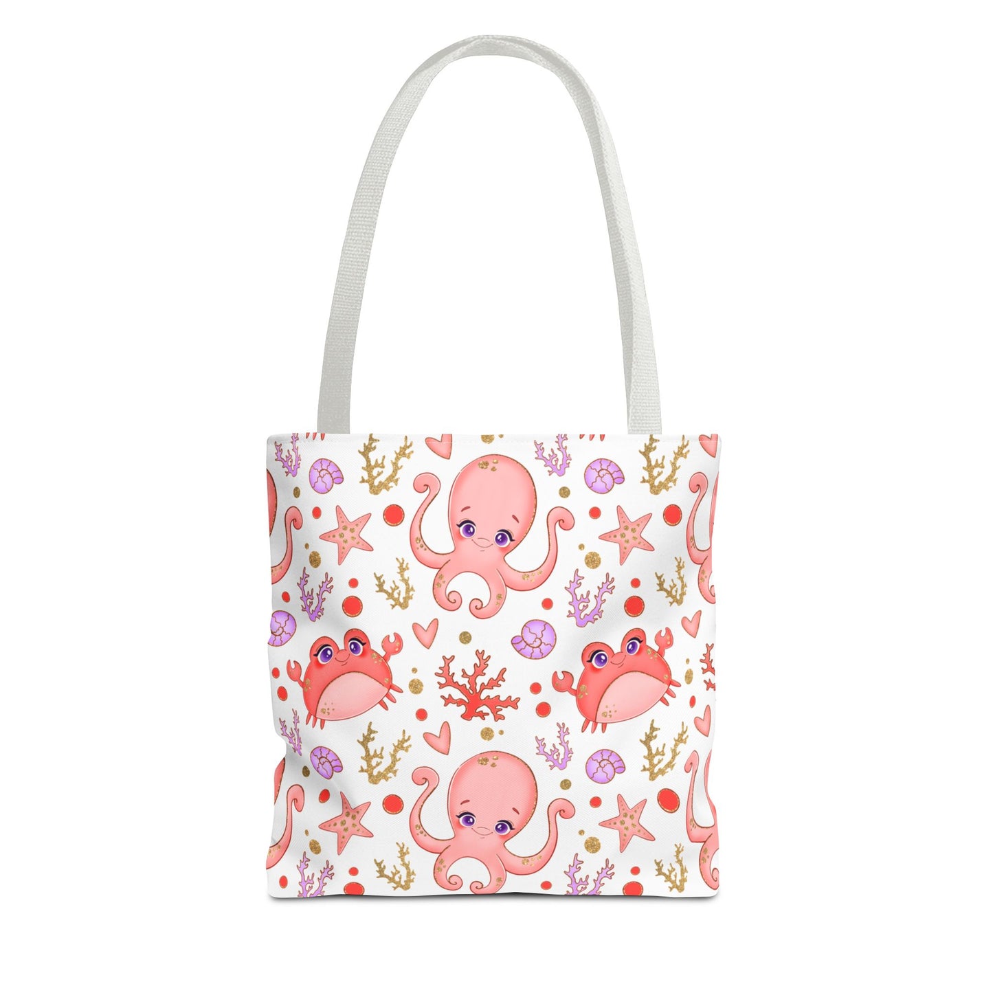 Ocean-Themed Tote Bag, Cute Octopus and Crab Design, Beach Bag, Eco-Friendly Shopping Tote, Perfect Gift for Sea Lovers