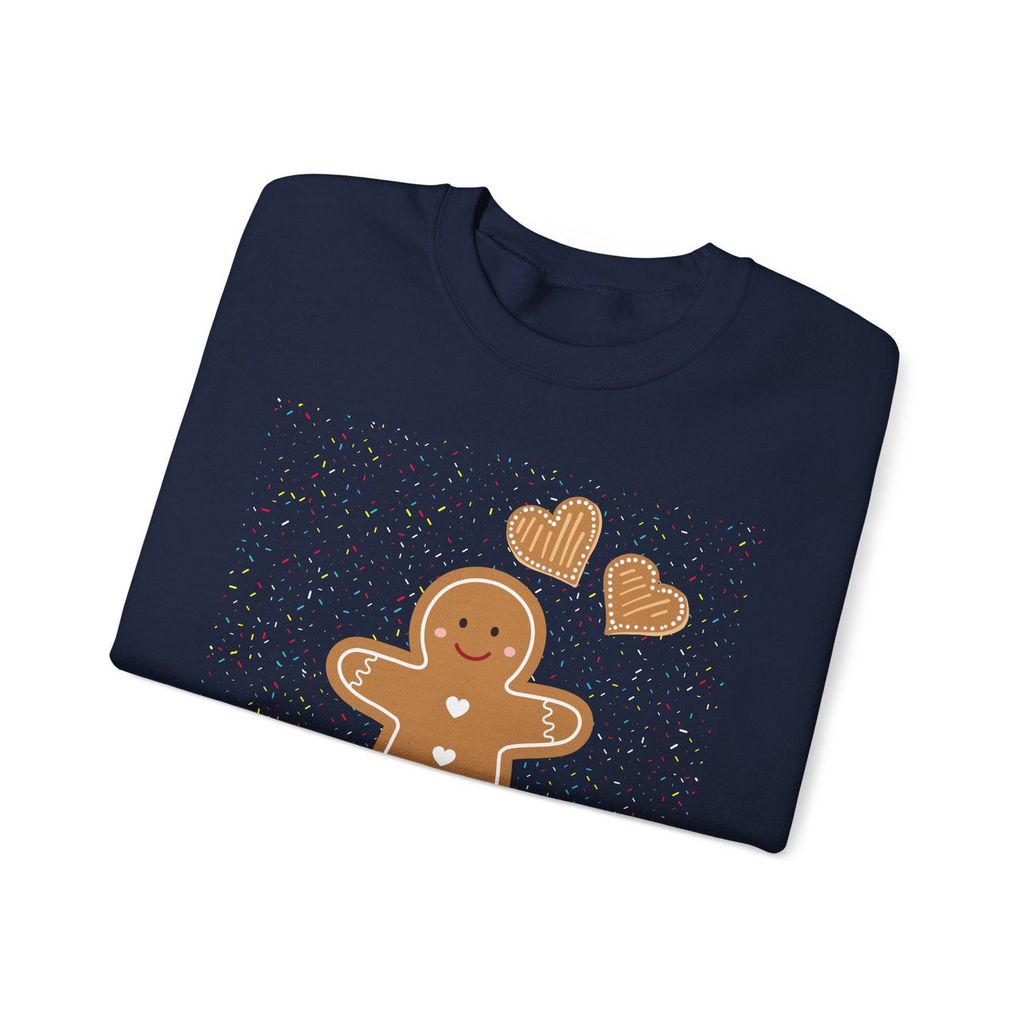 Gingerbread Heart Sweatshirt for Cozy Holidays, Unisex Crewneck Pullover, Christmas Gift, Festive Apparel, Winter Fashion