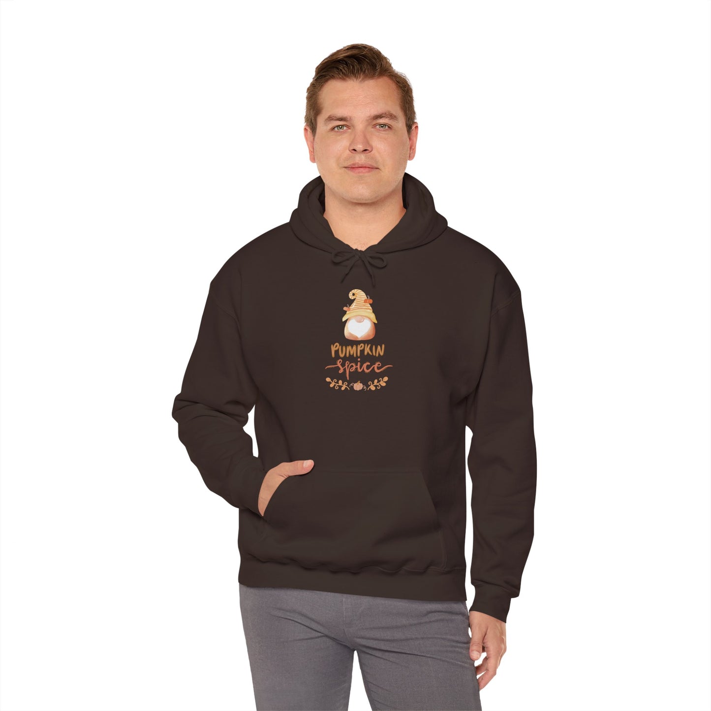 Pumpkin Spice Hoodie with Fall Gnome, Cozy Autumn Unisex Sweatshirt, Thanksgiving Hoodie, Cute Fall Gift Idea