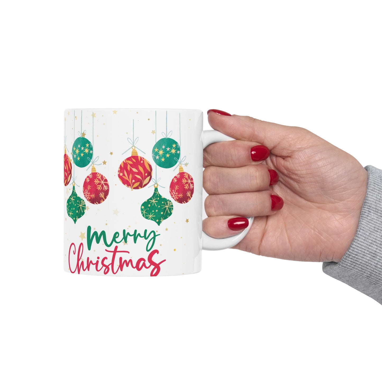 Festive Christmas Mug, Holiday Ornament Coffee Cup, Gift for Tea Lovers, Merry Christmas Beverage Container