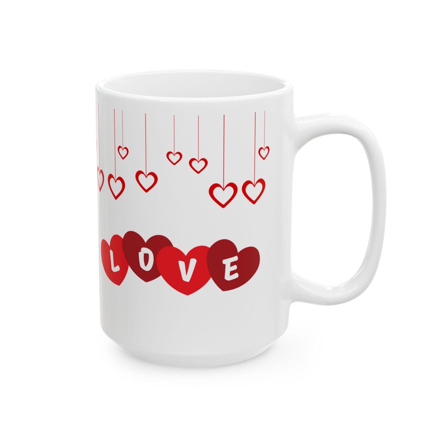 Valentine's Day Ceramic Mug, Love Hearts Gift for Partner, 11oz 15oz Coffee Cup, Romantic Tea Mug, Anniversary Gift for Him Her, Valentine's
