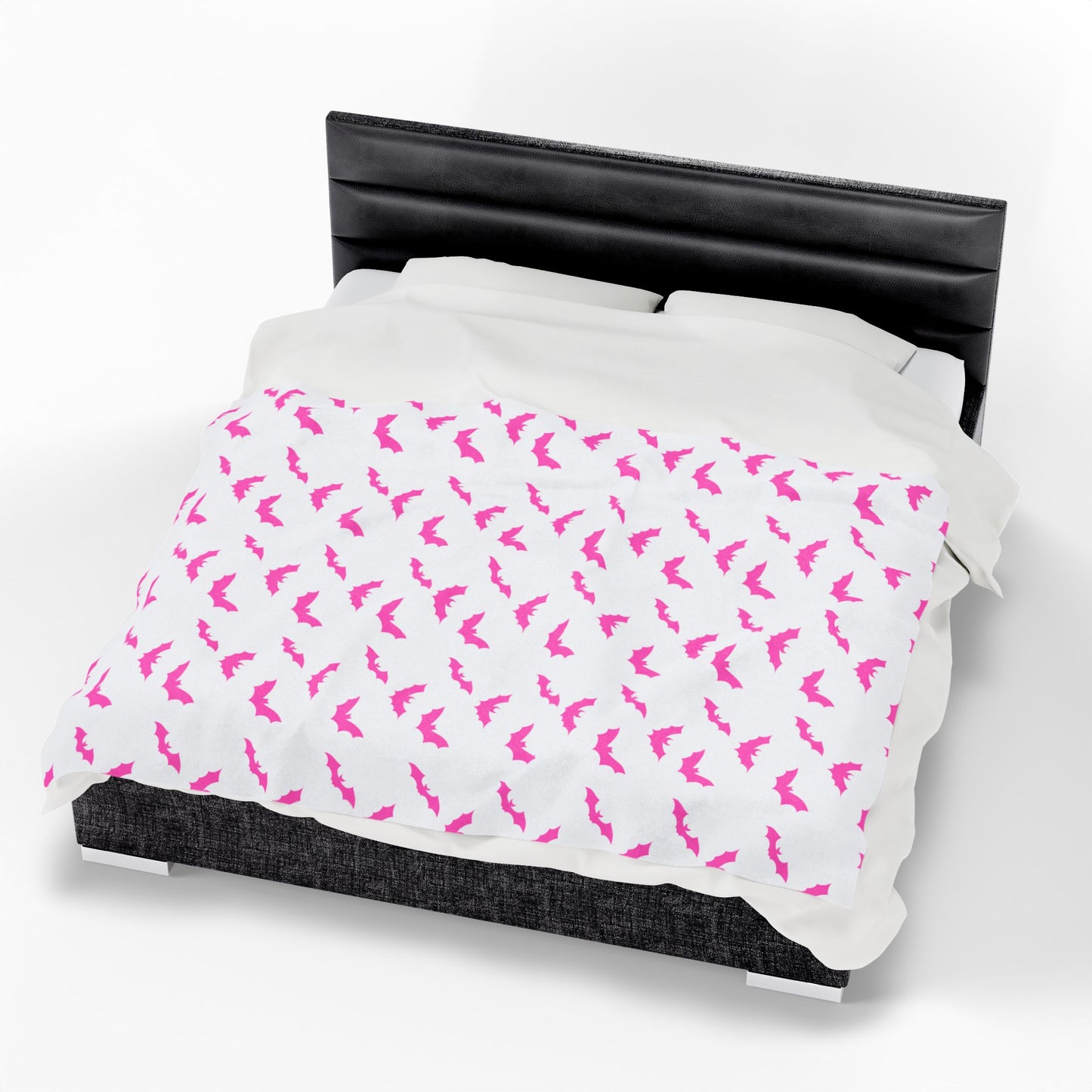 Pink Bat Blanket, White Plush Throw Blanket, Cute Halloween Blanket, Cozy Soft Bat Decor Gift