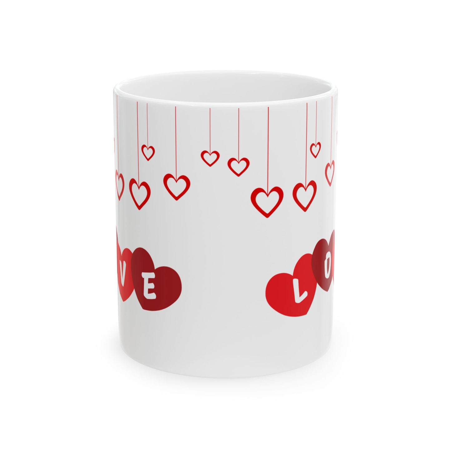 Valentine's Day Ceramic Mug, Love Hearts Gift for Partner, 11oz 15oz Coffee Cup, Romantic Tea Mug, Anniversary Gift for Him Her, Valentine's