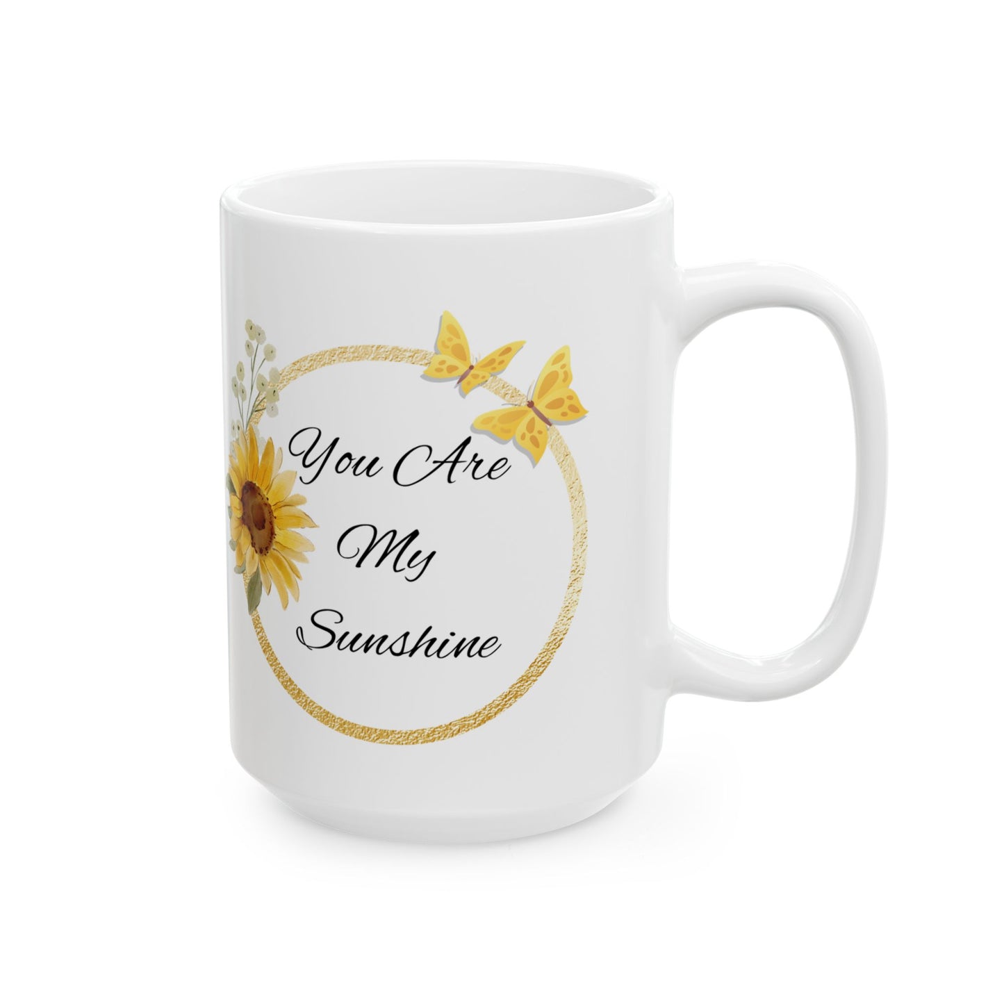 You Are My Sunshine Mug, Sunflower and Butterfly Ceramic Coffee Cup, Inspirational Gift for Mom or Friend, Mother's Day Mug