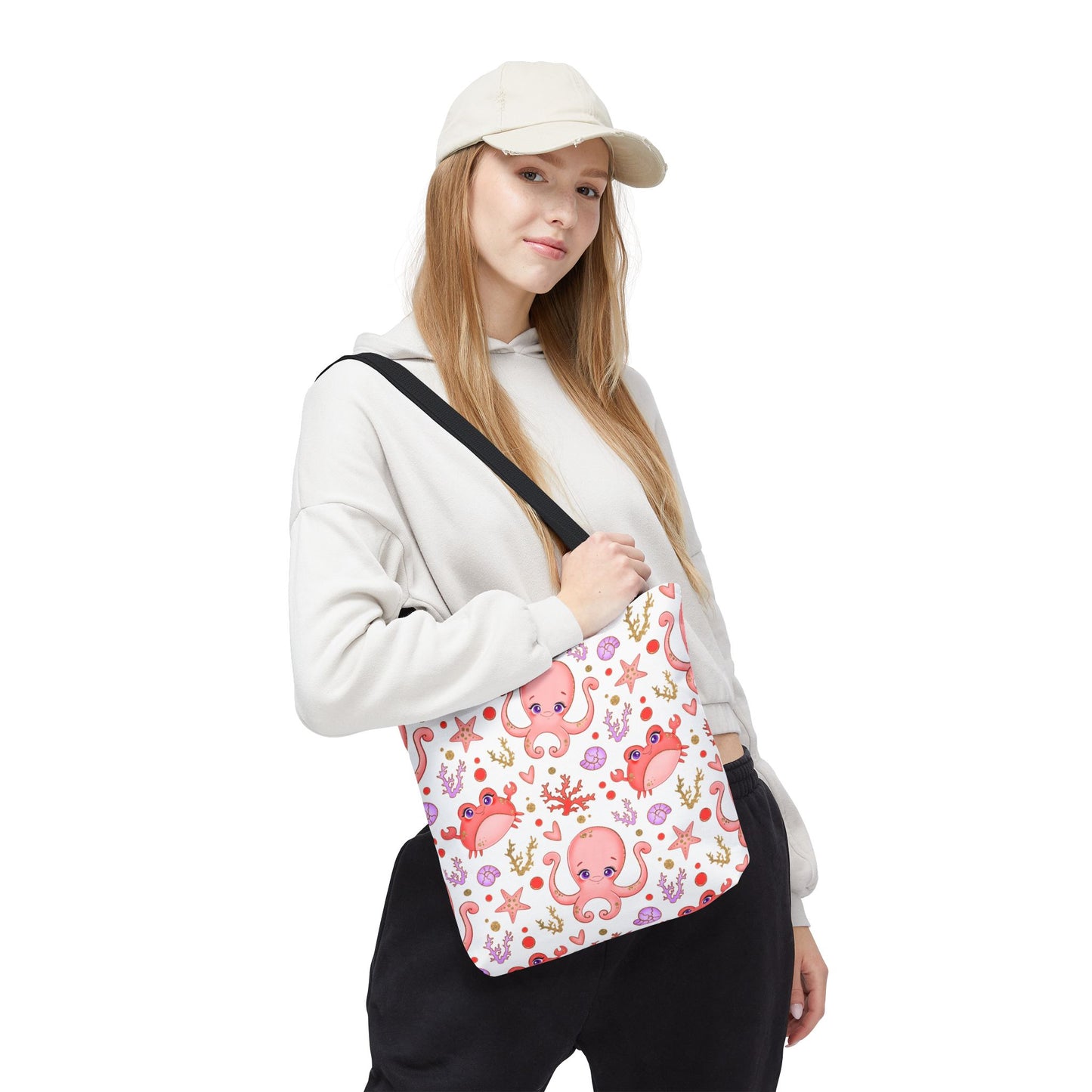 Ocean-Themed Tote Bag, Cute Octopus and Crab Design, Beach Bag, Eco-Friendly Shopping Tote, Perfect Gift for Sea Lovers