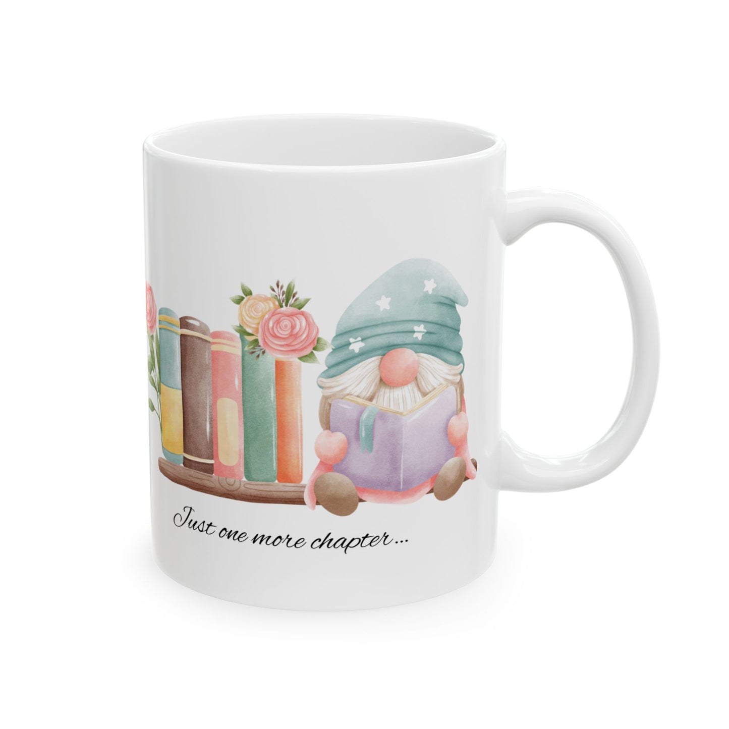 Whimsical Gnome Book Lover's Ceramic Mug, Perfect Gift for Readers, Cozy Vibes, Home Office Decor, Birthday, Book Club