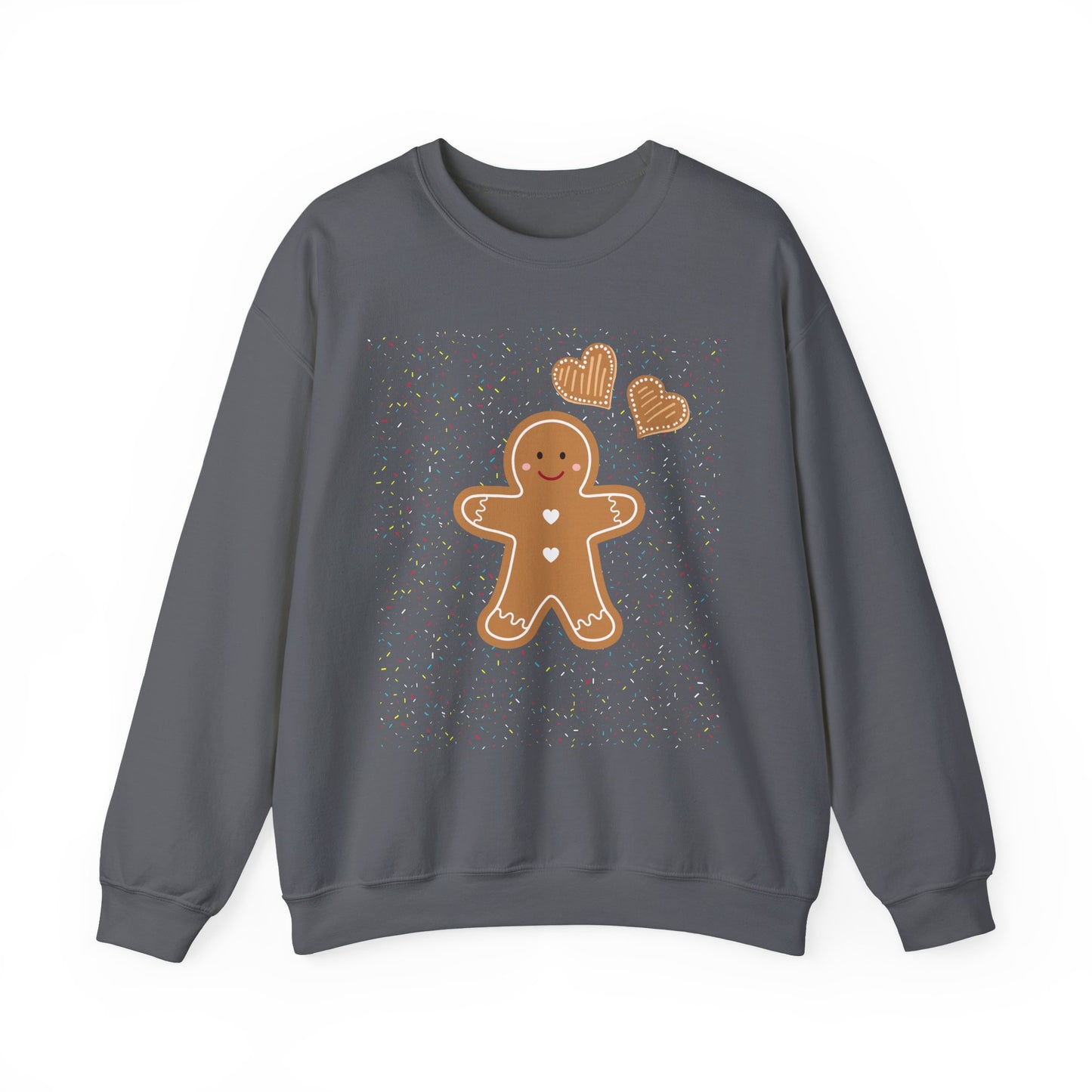 Gingerbread Heart Sweatshirt for Cozy Holidays, Unisex Crewneck Pullover, Christmas Gift, Festive Apparel, Winter Fashion