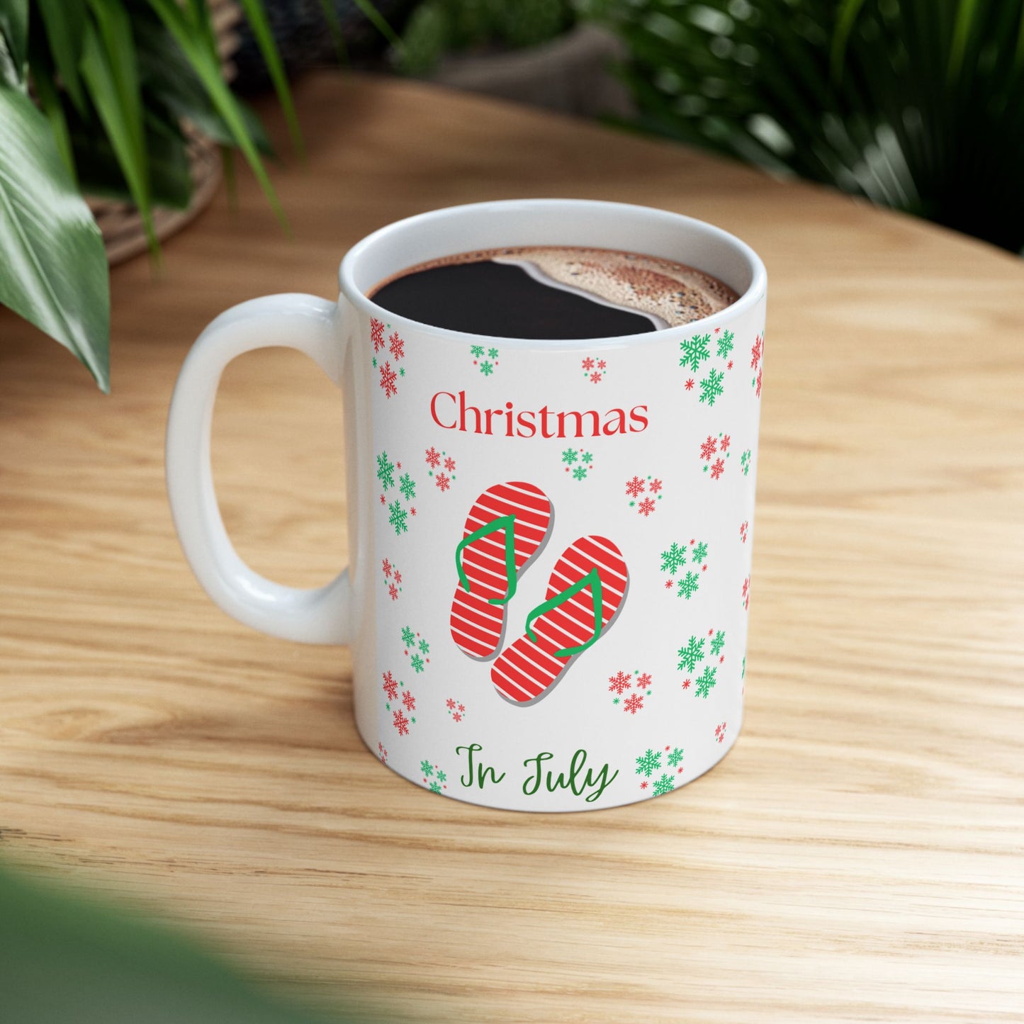 Christmas In July Holiday Ceramic Mug | Christmas Coffee Cup, Gift for Her, Christmas Flip Flops