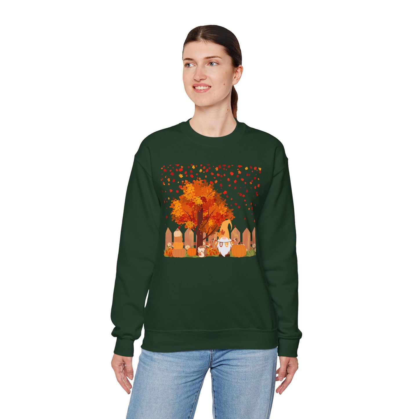 Fall Season Gnome Crewneck Sweatshirt, Cozy Autumn Tree Design, Unisex Sweatshirt, Holiday Gift