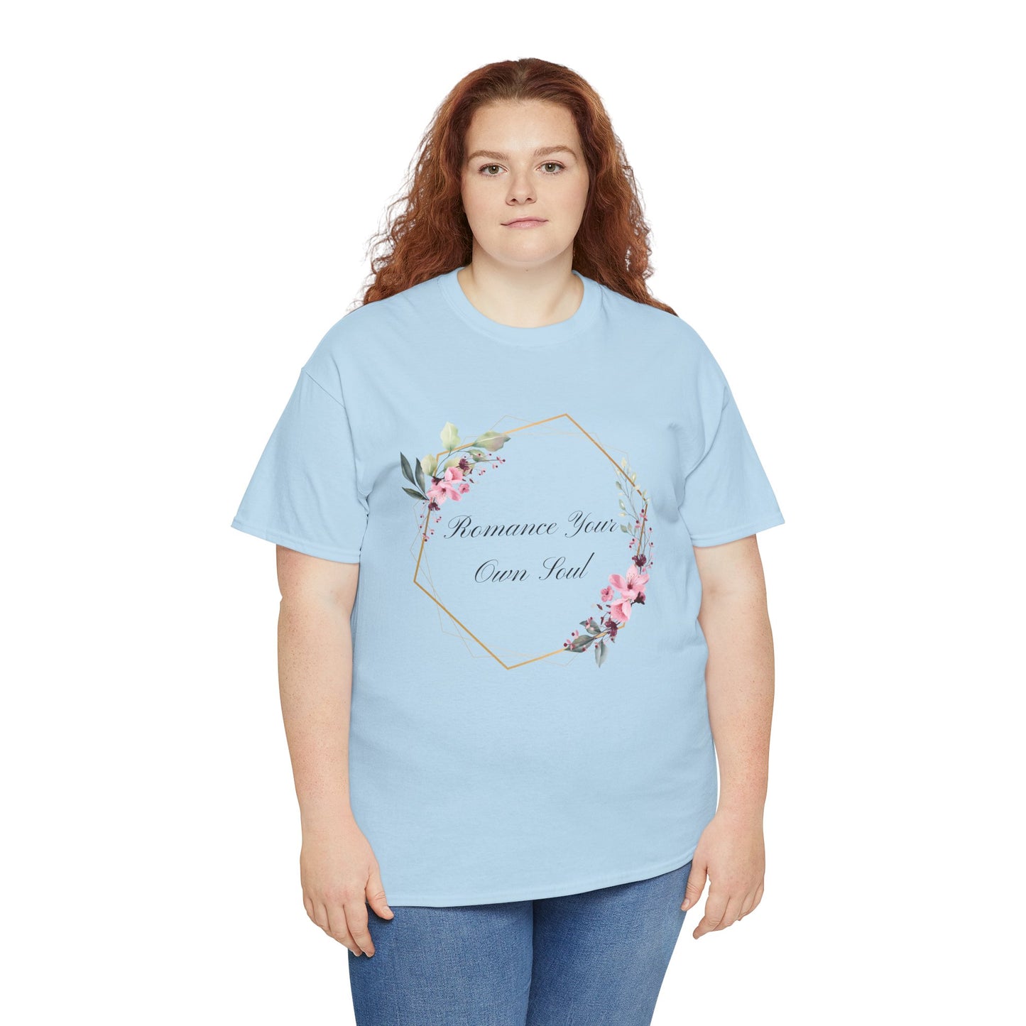 Romance Your Own Soul Heavy Cotton Tee, Motivational Floral Graphic Print T-Shirt, Gift for Her
