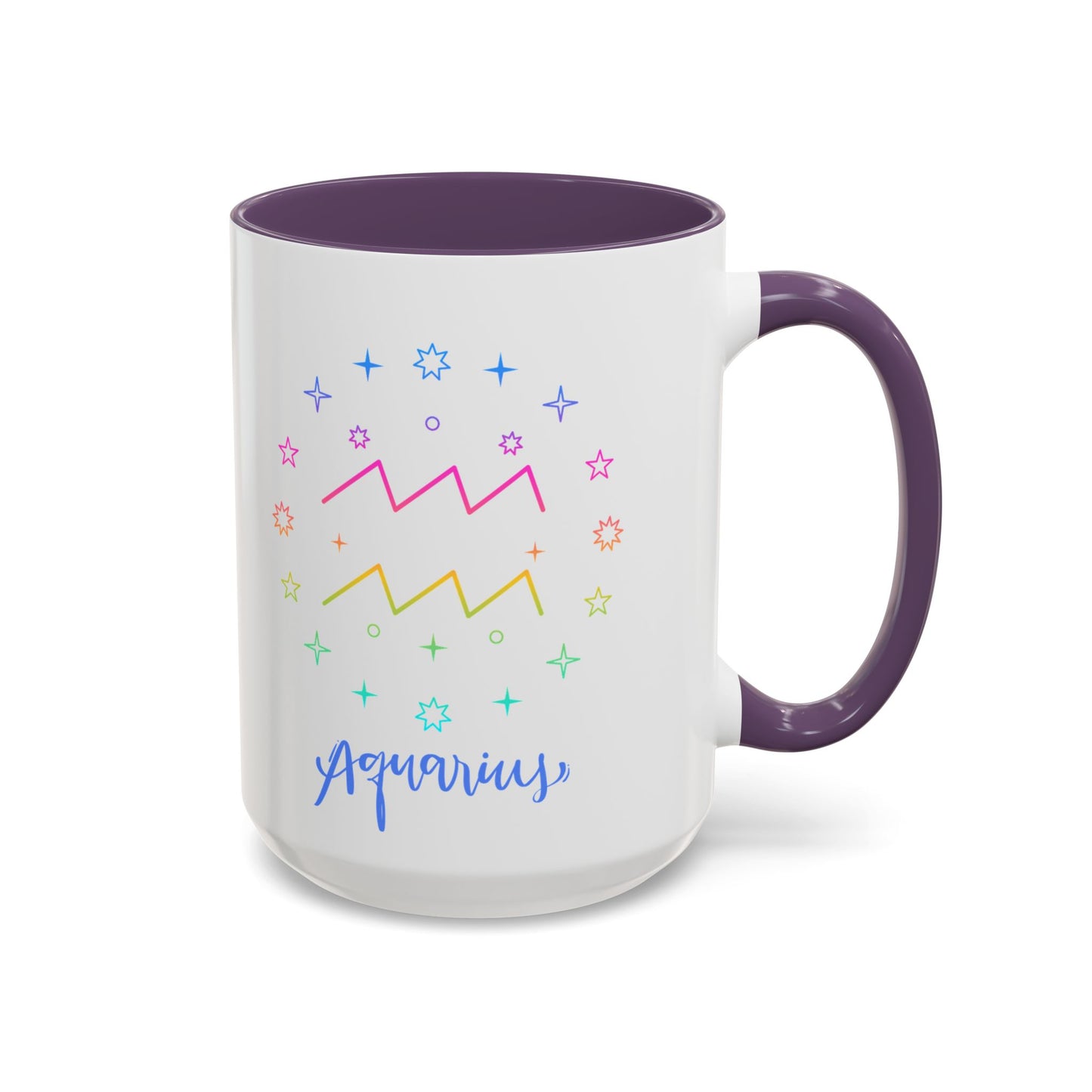 Aquarius Accent Coffee Mug - Colorful Zodiac Mug, Astrology Gift, Horoscope Coffee Cup, Birthday Present, Personalized Mug