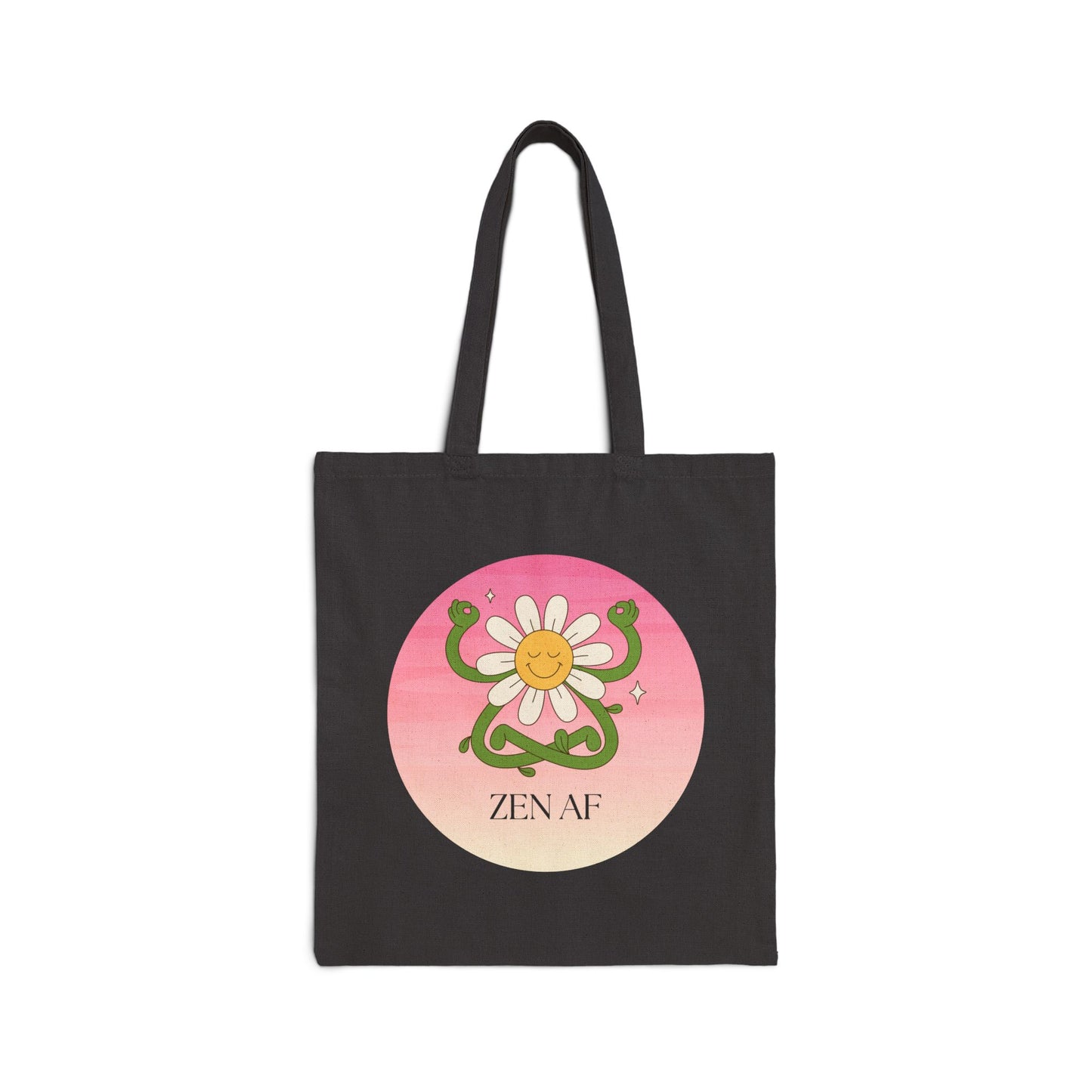 Zen AF Cotton Canvas Tote Bag, Eco-Friendly Bags, Reusable Shopping Tote, Floral Tote, Mindfulness Gift, Gift for Her