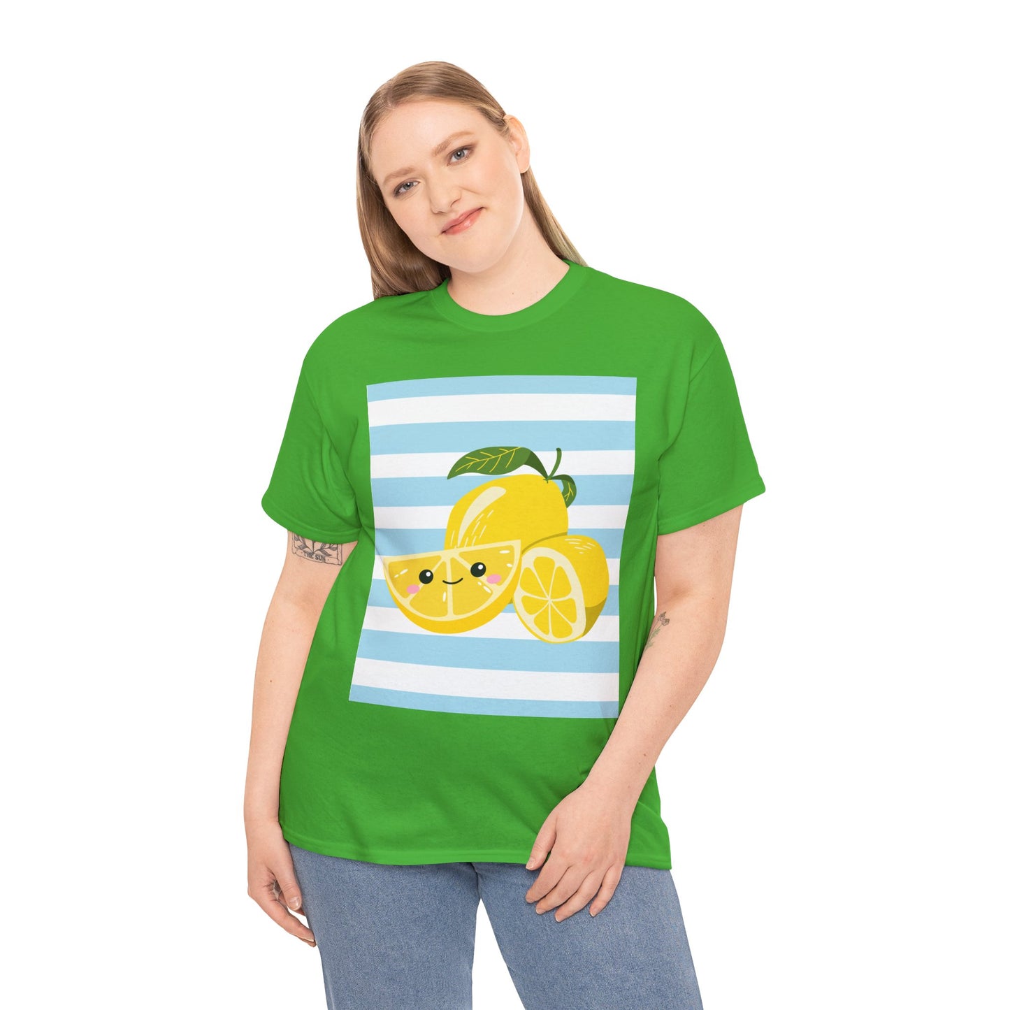 Lemon Unisex Heavy Cotton Tee, Cute Summer Shirt, Gift for Fruit Lovers, Fresh Style, Everyday Tee, Casual Outfit