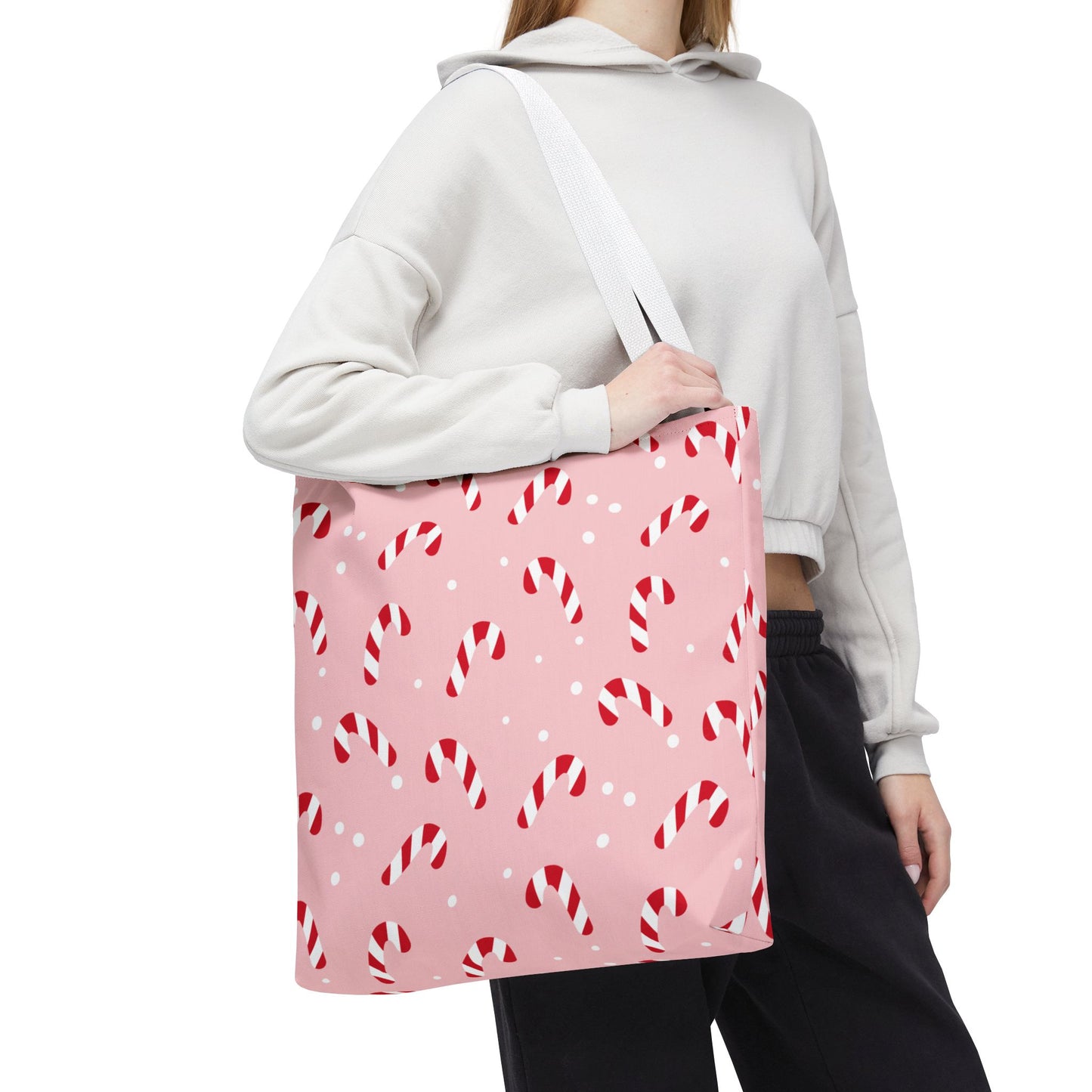 Candy Cane Christmas Tote Bag β Pink Holiday Reusable Shopper π