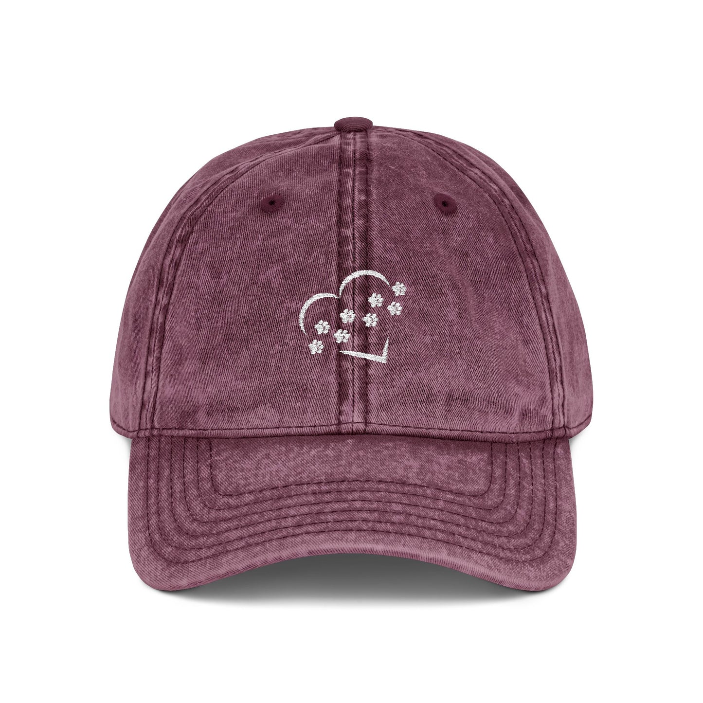Paw Print Heart Vintage Embroidered Cap, Pet Lovers, Gift for Pet Parents, Animal Lovers