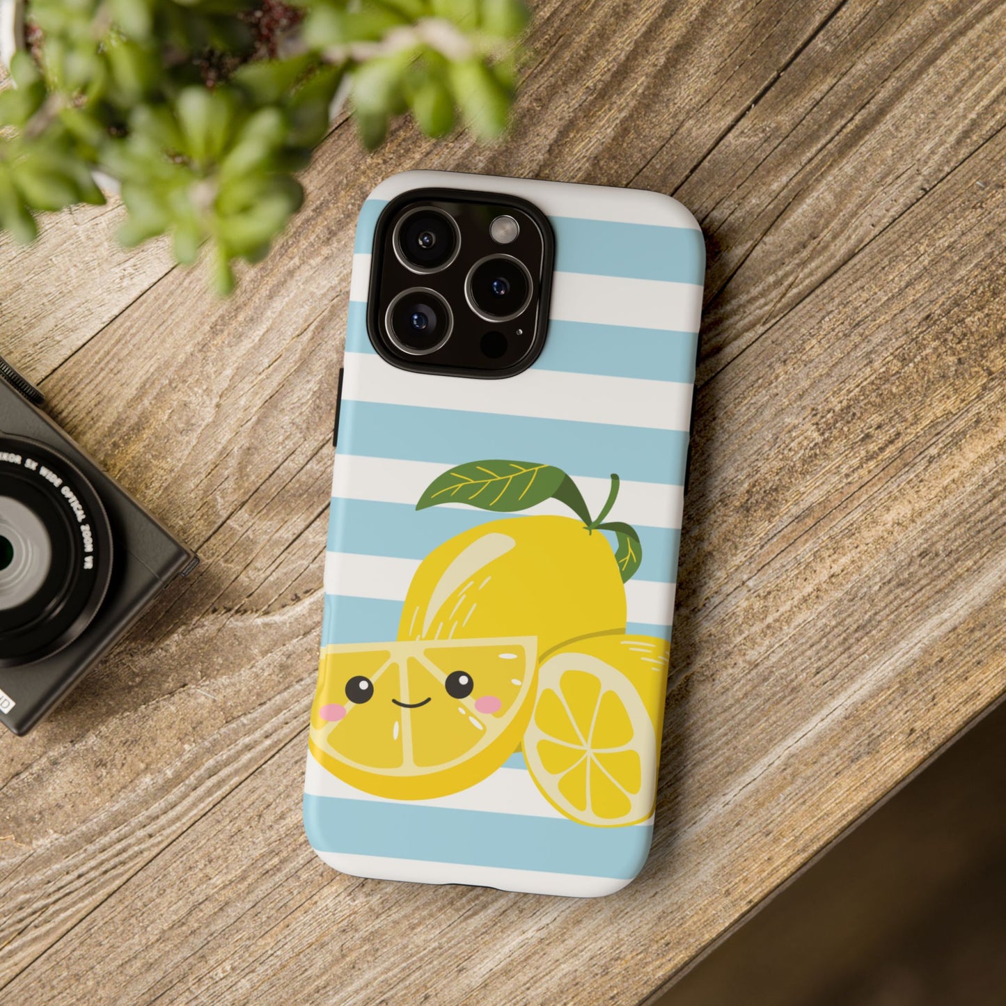 Striped Lemon Phone Case - Tough Cases, Fruit Design, Fun iPhone Cover, Summer Accessories, Bright Phone Protection