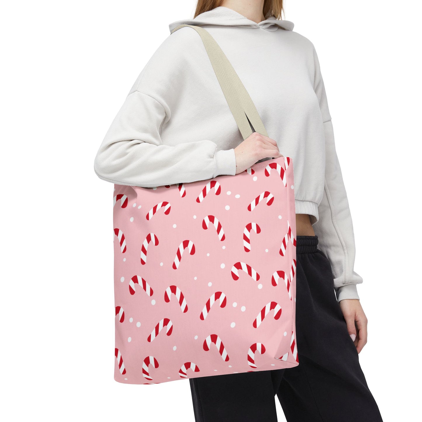 Candy Cane Christmas Tote Bag β Pink Holiday Reusable Shopper π