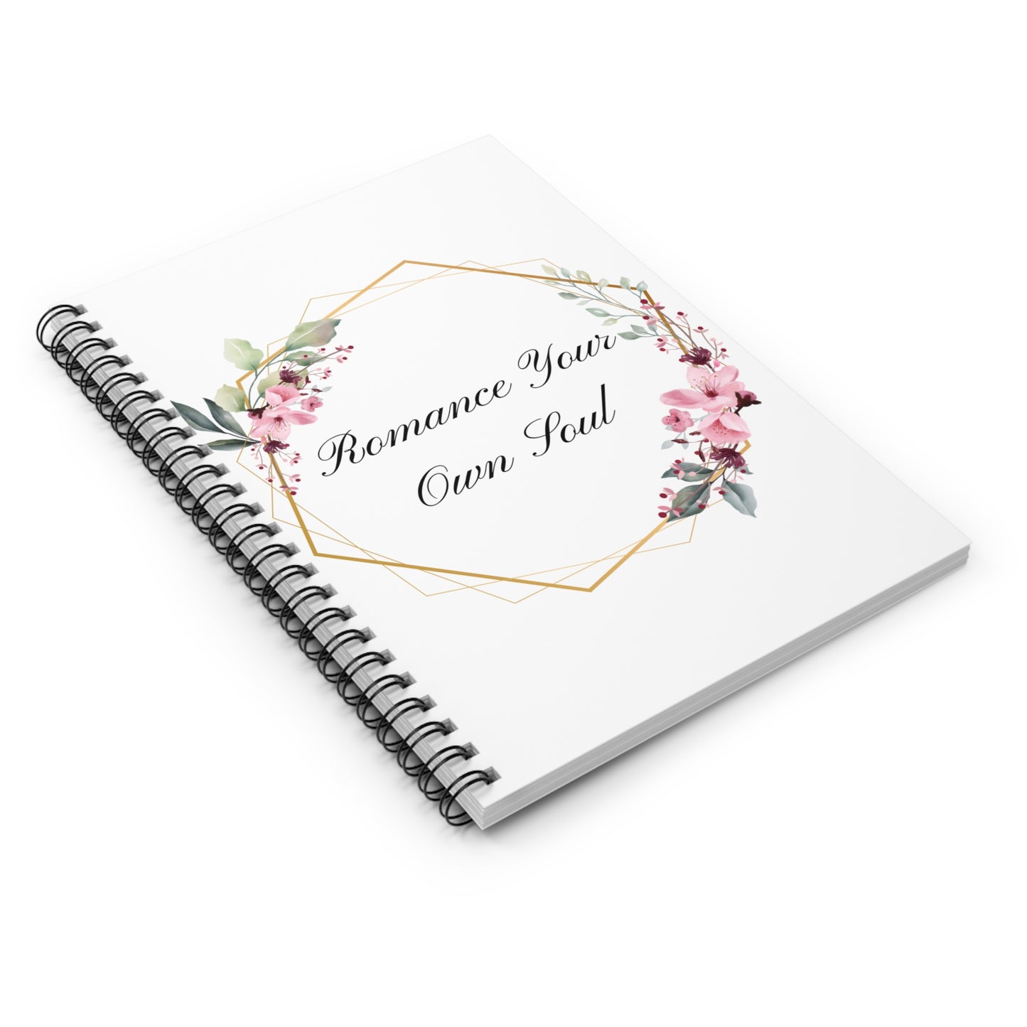Floral Spiral Notebook - "Romance Your Own Soul" | Cute Journal, Gift for Writers, Creative Notepad, Motivational Planner, Floral Stationery