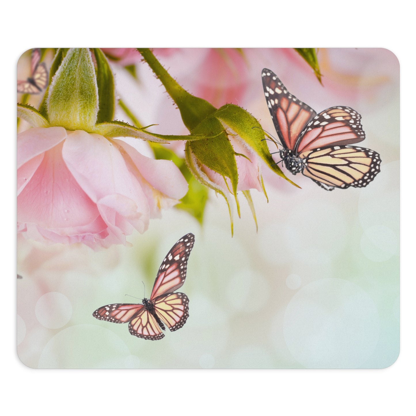 Butterfly Blossom Mouse Pad, Floral Desk Accessory, Computer Mat, Gift for Nature Lovers, Elegant Office Decor