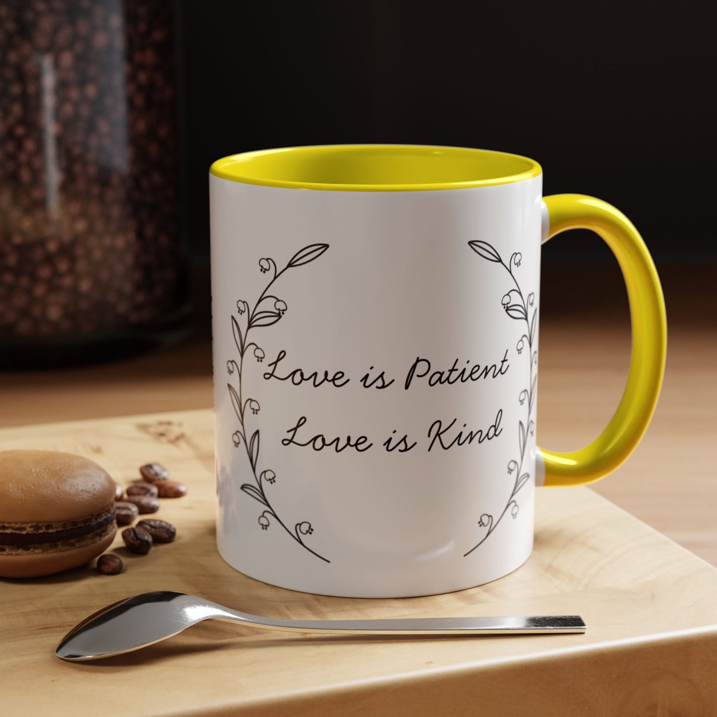 Love is Patient Accent Coffee Mug - Inspirational Drinkware, Gift for Coffee Lovers, Motivational Mug for Home & Office