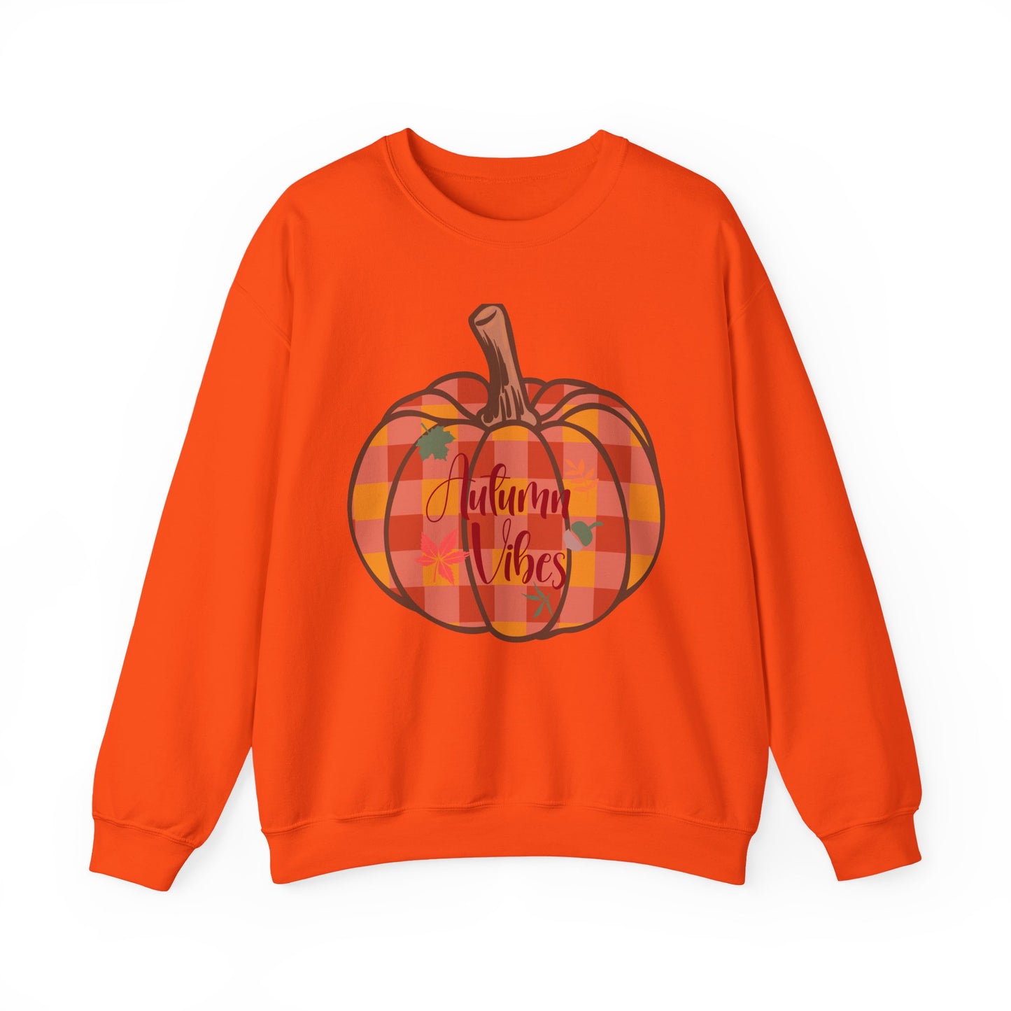 Autumn Vibes Pumpkin Sweatshirt, Cozy Fall Apparel, Unisex Crewneck for Harvest Season, Perfect for Thanksgiving, Pumpkin Lovers, Gift Idea