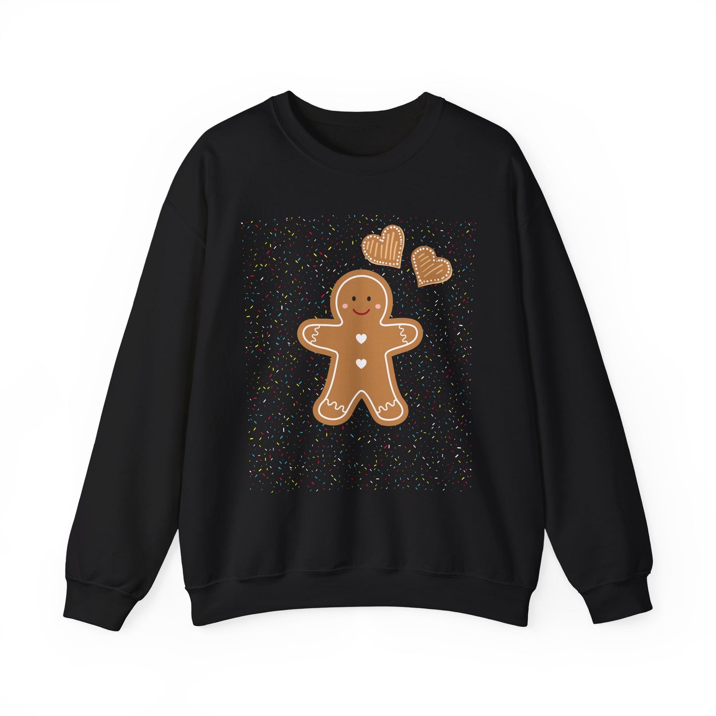 Gingerbread Heart Sweatshirt for Cozy Holidays, Unisex Crewneck Pullover, Christmas Gift, Festive Apparel, Winter Fashion