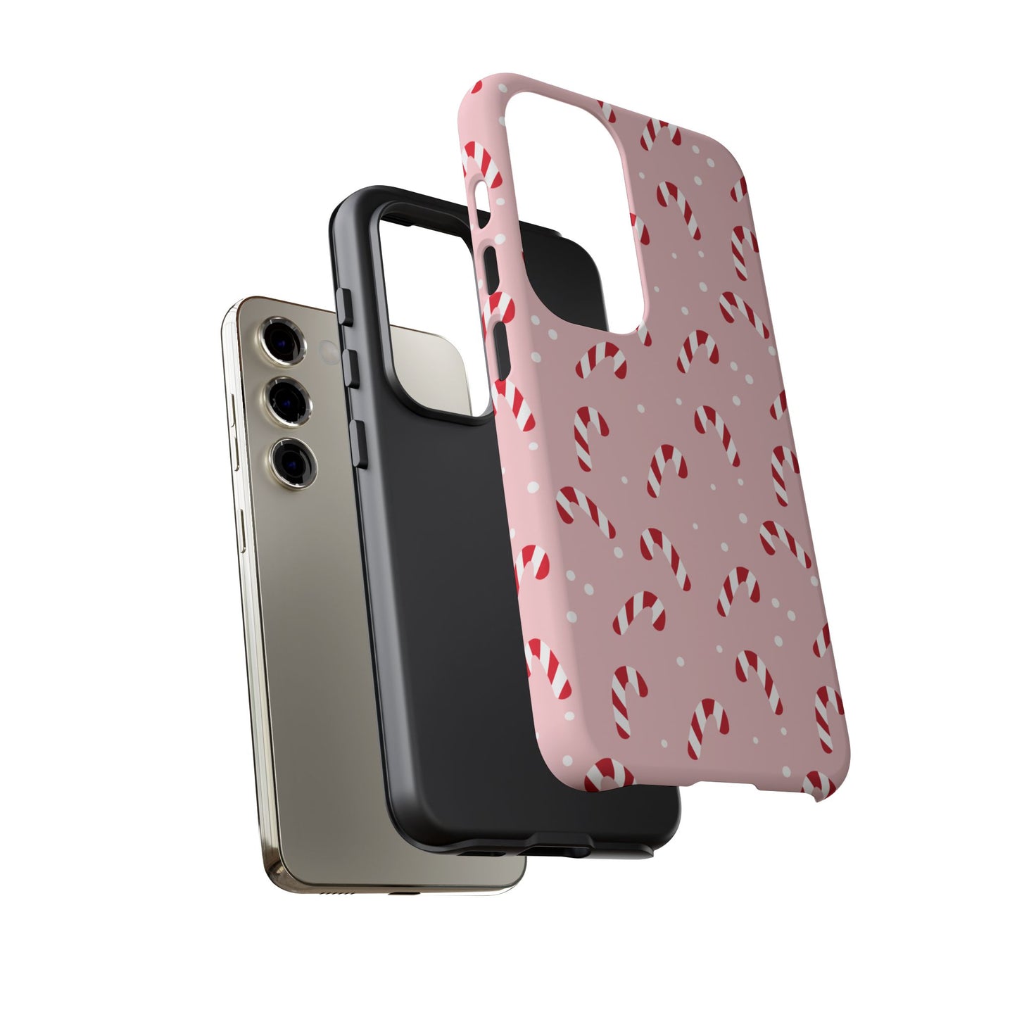Pink Candy Cane Phone Case, Tough Phone Cover, Christmas Gift, Holiday Decor, Festive Tech Accessory, Cute Cell Phone Case