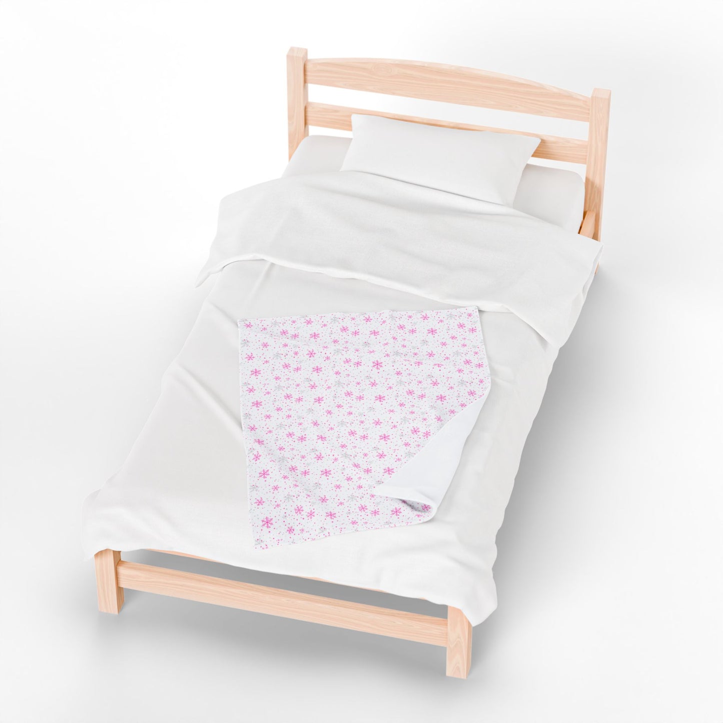Pink & Silver Snowflake Velveteen Plush Blanket – Cozy Winter Decor & Gift