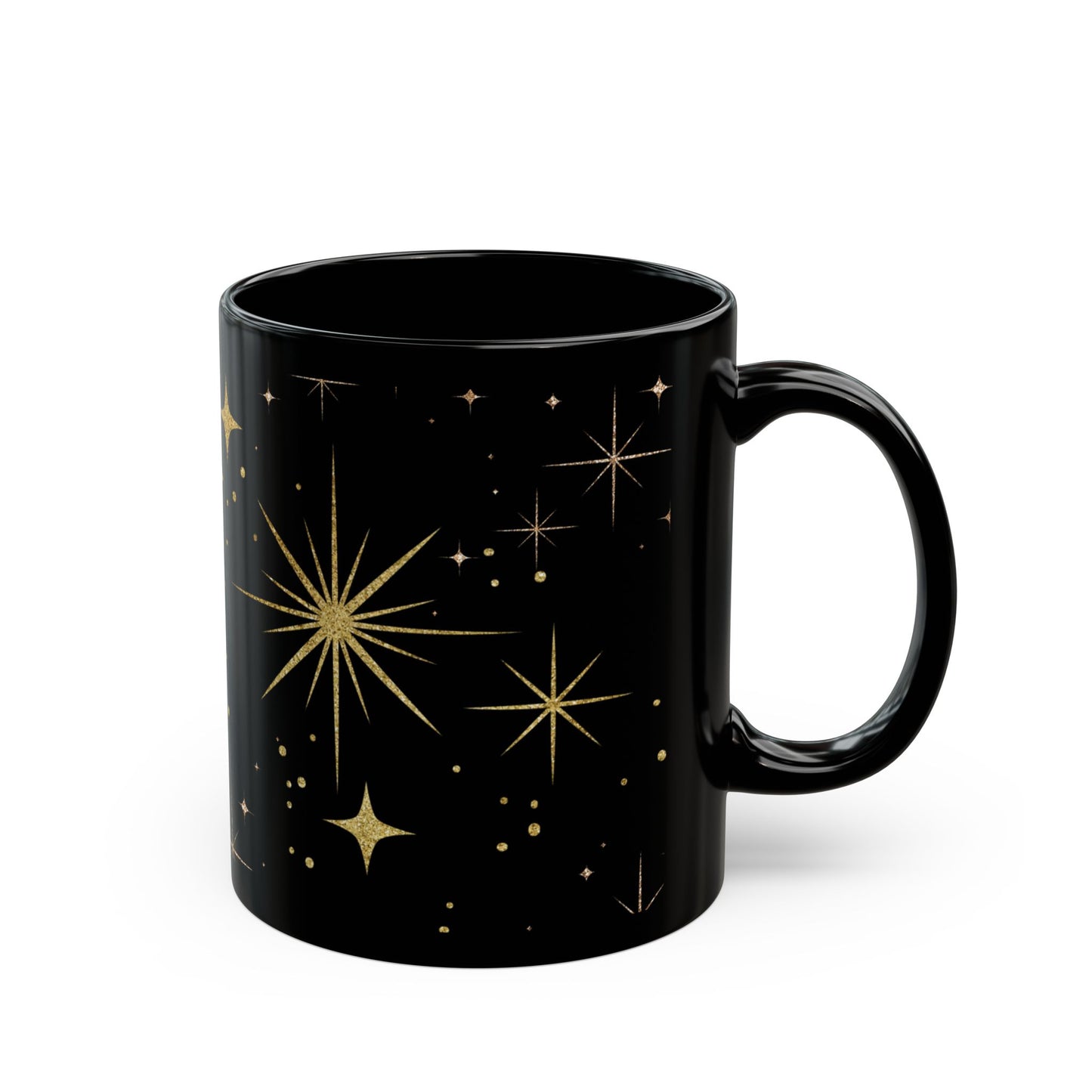 Celestial Black Coffee Mug, Starry Night Sky Print, Cosmic Black Mug for Tea & Coffee Lovers, Gift for Stargazers and Dreamers