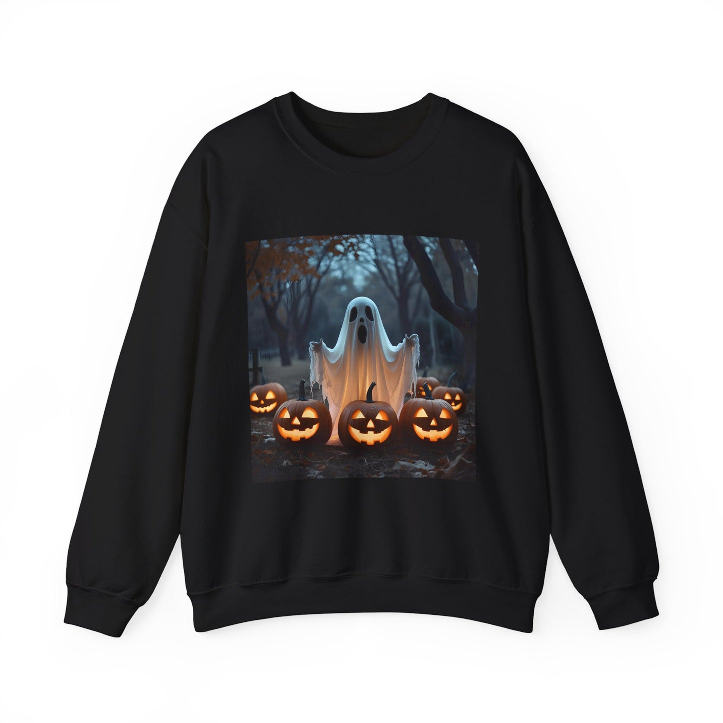 Halloween Spooky Crewneck Sweatshirt, Haunted Ghost Pumpkins Shirt, Unisex Halloween Apparel, Scary Sweatshirt, Fall Fashion