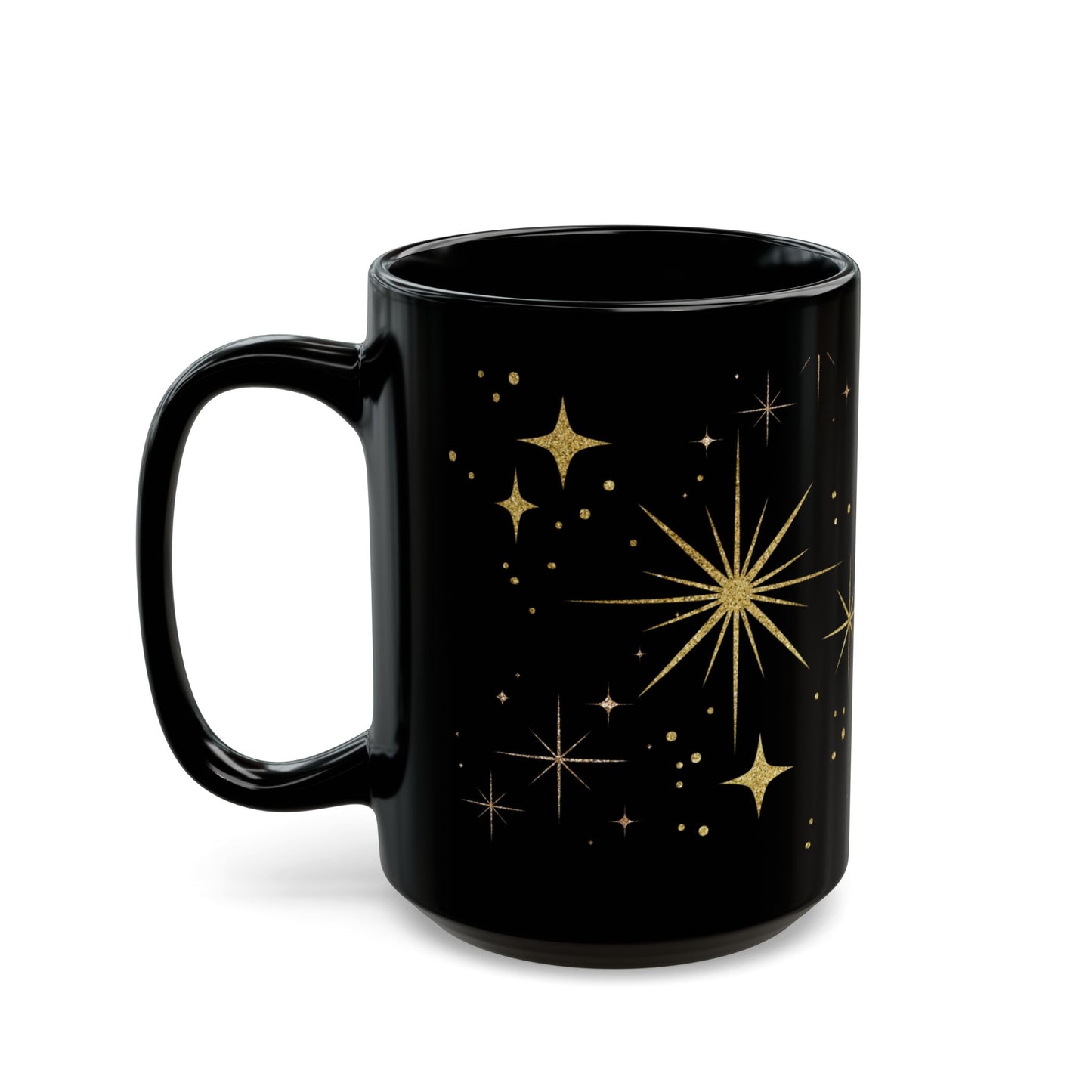 Celestial Black Coffee Mug, Starry Night Sky Print, Cosmic Black Mug for Tea & Coffee Lovers, Gift for Stargazers and Dreamers