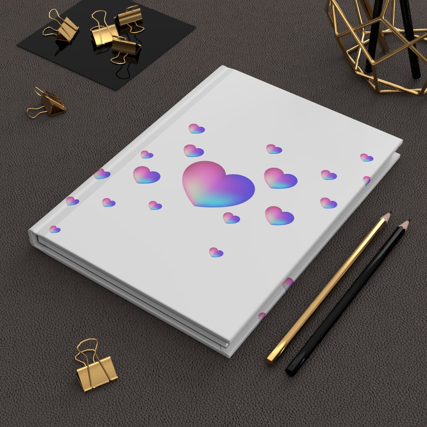 Colorful Heart Hardcover Journal, 150 Lined Pages, Cute Notebook for Writing and Notes, Aesthetic Stationery for Her