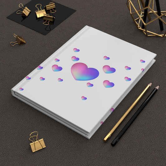 Colorful Heart Hardcover Journal, 150 Lined Pages, Cute Notebook for Writing and Notes, Aesthetic Stationery for Her