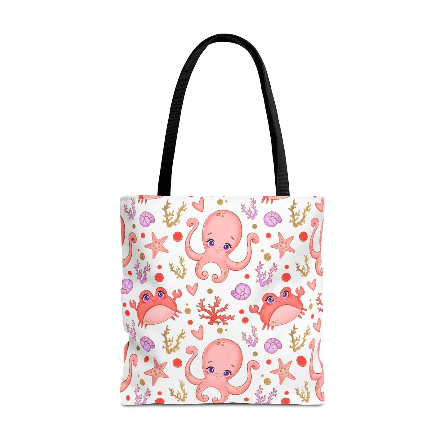 Ocean-Themed Tote Bag, Cute Octopus and Crab Design, Beach Bag, Eco-Friendly Shopping Tote, Perfect Gift for Sea Lovers