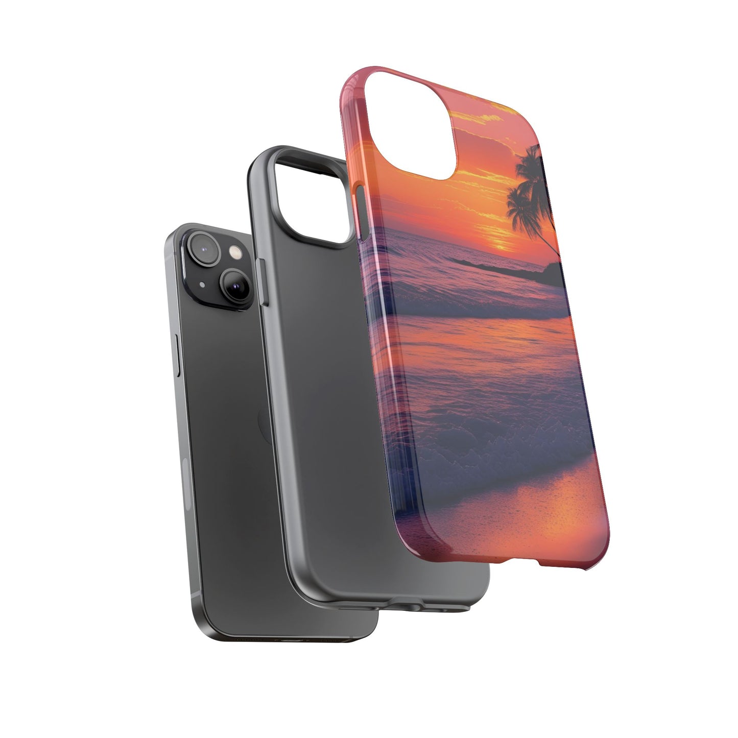 Palm Beach Sunset Design, Beach Lovers Gift, Relaxing Phone Cover, Tropical Hard Case, Protective Shell, Summer Vibes