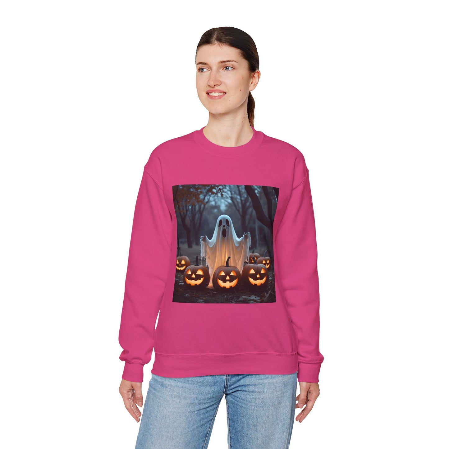 Halloween Spooky Crewneck Sweatshirt, Haunted Ghost Pumpkins Shirt, Unisex Halloween Apparel, Scary Sweatshirt, Fall Fashion