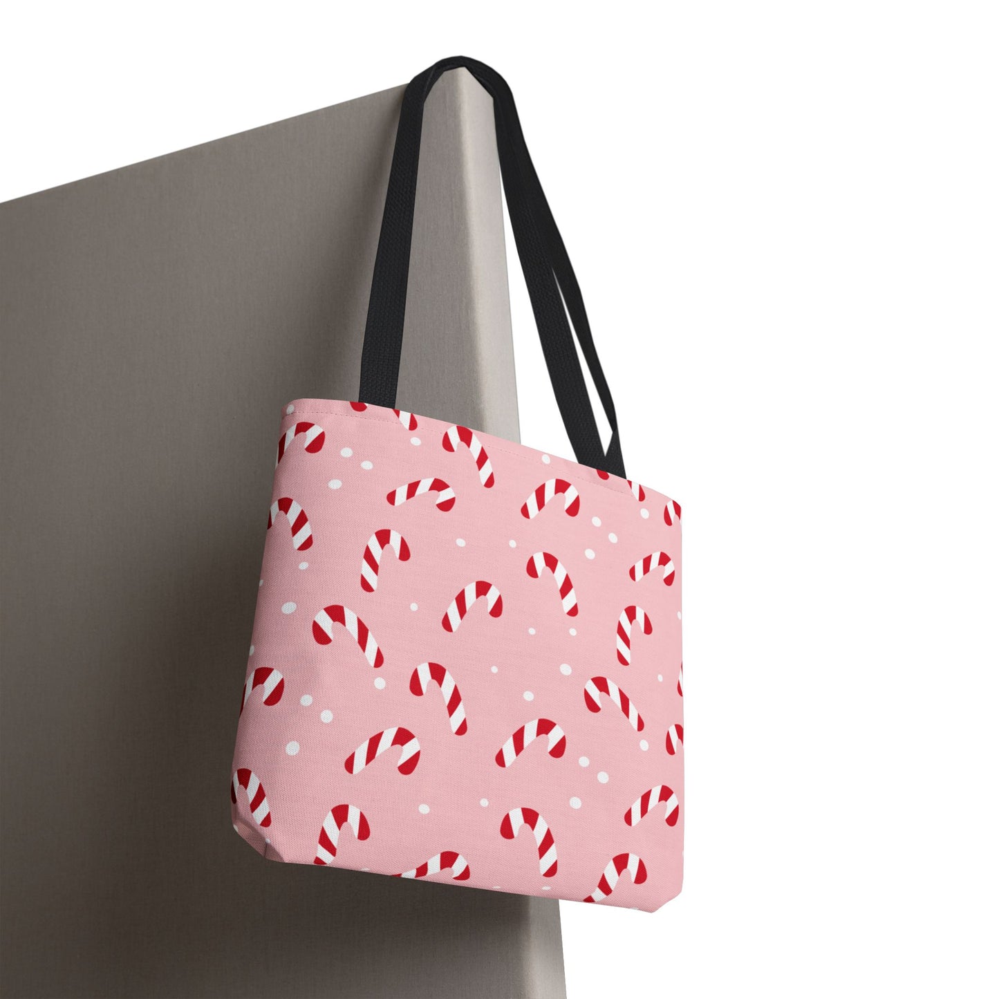 Candy Cane Christmas Tote Bag – Pink Holiday Reusable Shopper 🎁