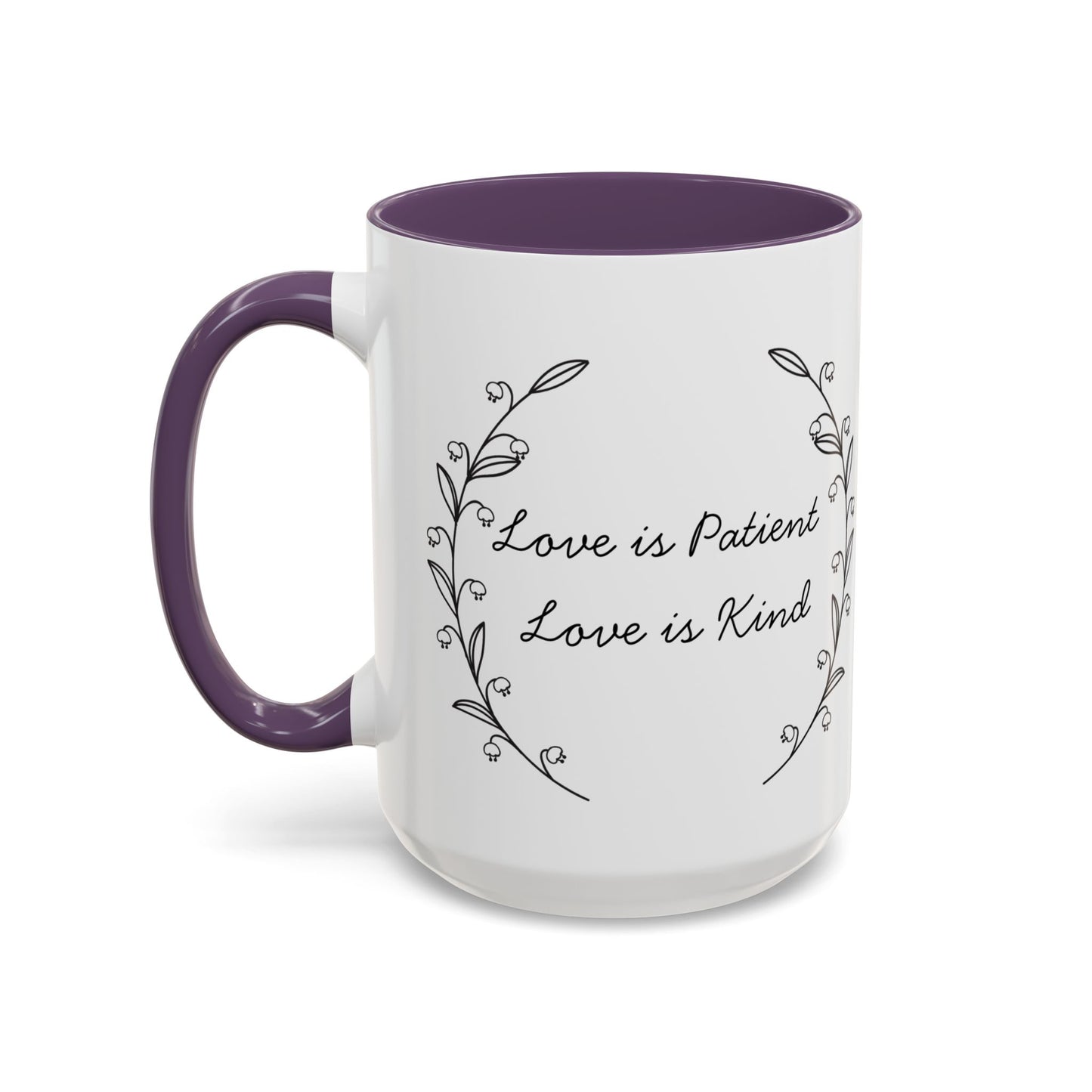 Love is Patient Accent Coffee Mug - Inspirational Drinkware, Gift for Coffee Lovers, Motivational Mug for Home & Office