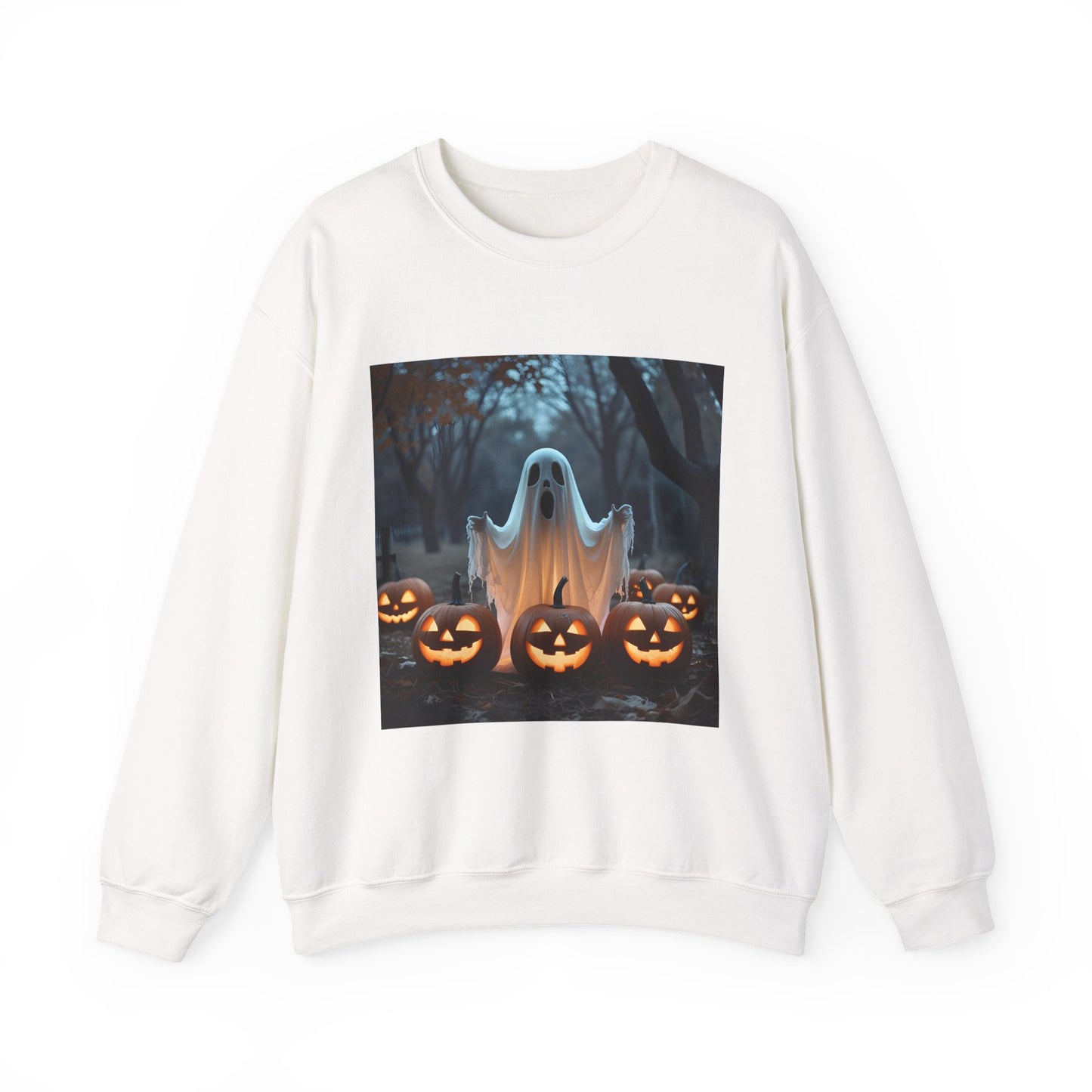 Halloween Spooky Crewneck Sweatshirt, Haunted Ghost Pumpkins Shirt, Unisex Halloween Apparel, Scary Sweatshirt, Fall Fashion