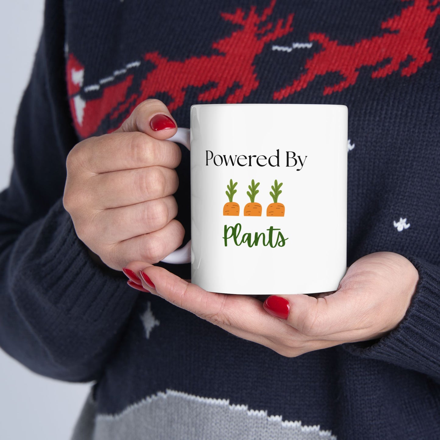 Power by Plants Ceramic Mug - Unique Veggie Lover Gift for Home, Coffee, Tea, Kitchen, Eco-Friendly, Gardening