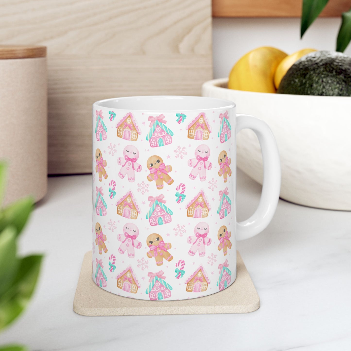 Gingerbread Ceramic Mug, Cute Holiday Drinkware, Perfect for Christmas Gifts, Cozy Winter Vibes, Seasonal Kitchen Decor