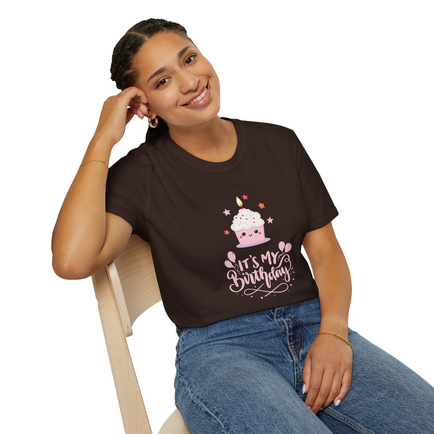 It's My Birthday Shirt for Women Pink Cupcake Graphic Tee, Cute Birthday Girl Outfit, Celebration T-Shirt, Party Gift Idea
