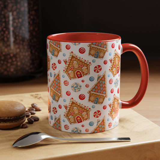 Gingerbread House Ceramic Mug – Festive Christmas Coffee Cup (11oz & 15oz, Multiple Colors)