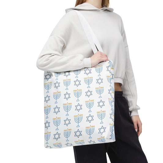 Hanukkah Celebration Tote Bag – Menorah & Star of David Design