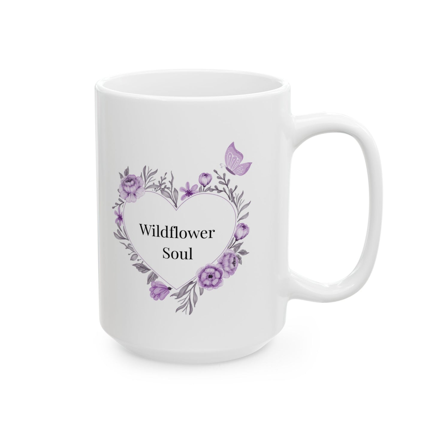 Wildflower Soul Floral Ceramic Mug Perfect for Friends, Gifts, Coffee Lovers, Home Decor, Birthdays, Lavender Vibes
